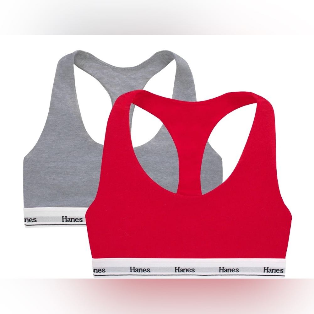 Hanes Women’s 2 Pack Underwire Free Cooling Moisture Wicking Bralettes Medium